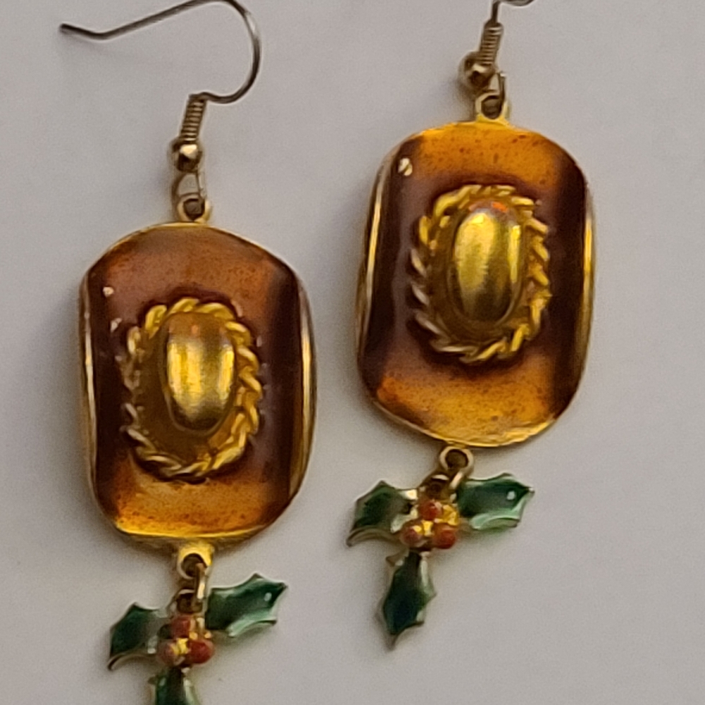 Don-Lin Cowboy and Mistletoe Earrings